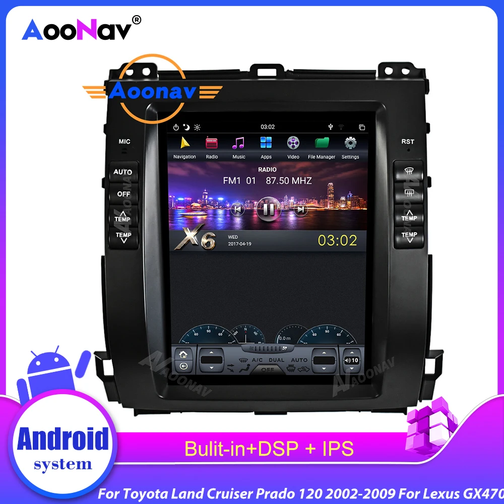 Автомобильный 2 Din rRadio вертикальный экран GPS IPS для Toyota Land Cruiser Prado 120 2002 2009 Lexus GX470