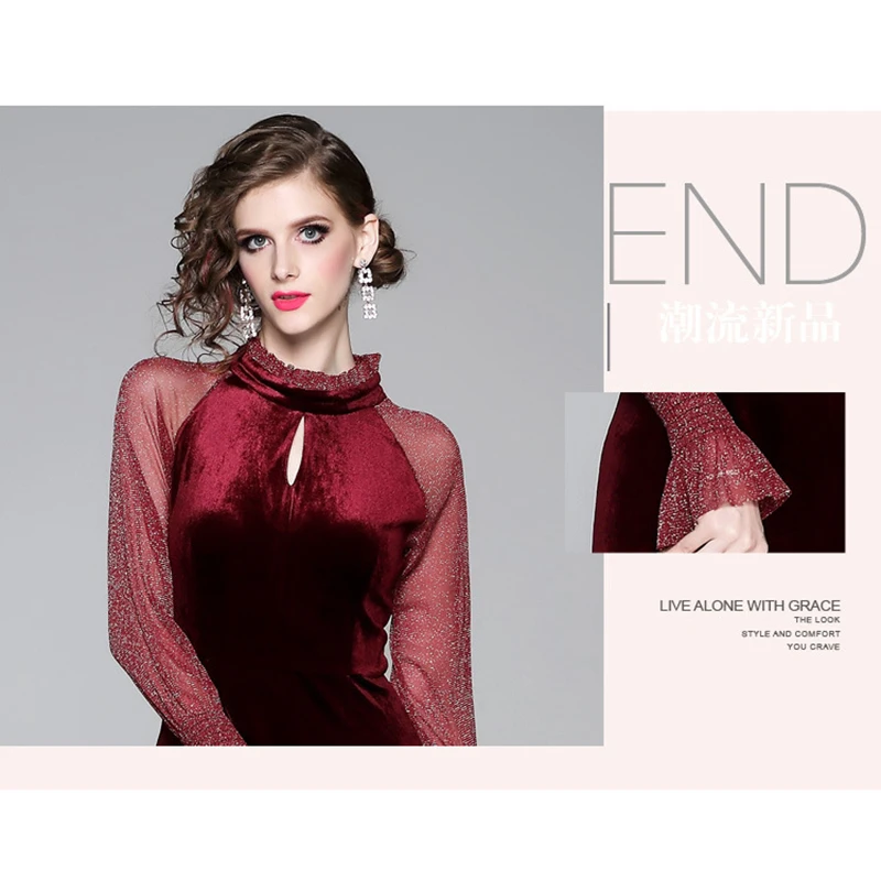 Женское платье с рукавами фонариками и воротником стойкой|Женские платья| |