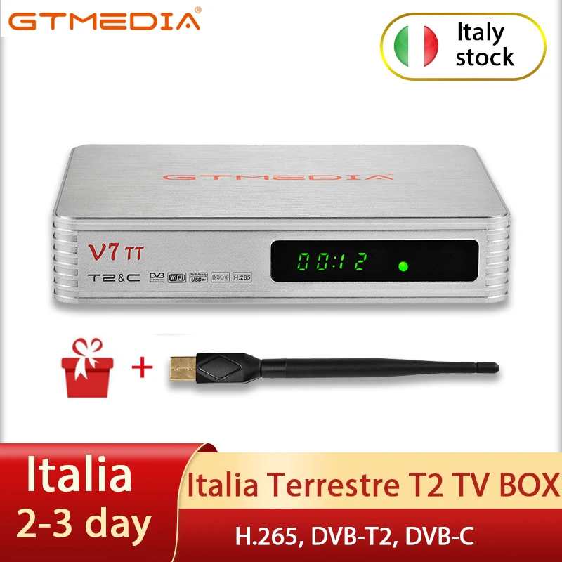 В наличии в Италии GT MEDIA V7 TT цифровой наземный декодер DVB T / T2 C приемник TDT H.265 HEVC 10
