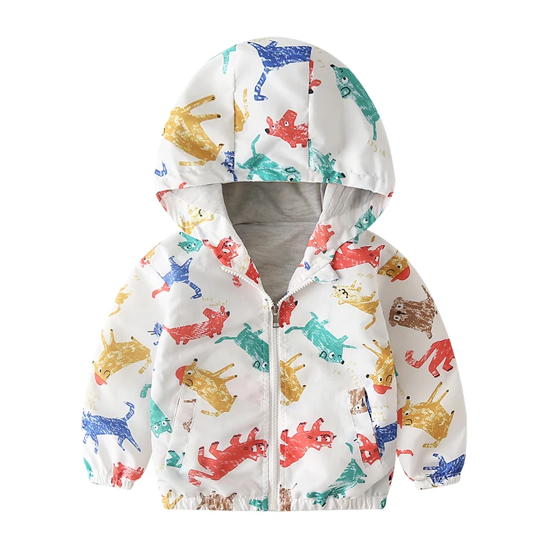 white dog cotton Осенние детские куртки; Новинка; Верхняя одежда для маленьких мальчиков и девочек 2-6 лет с рисунком; пальто; повседневные куртки с капюшоном для мальчиков - Цвет: white dog cotton