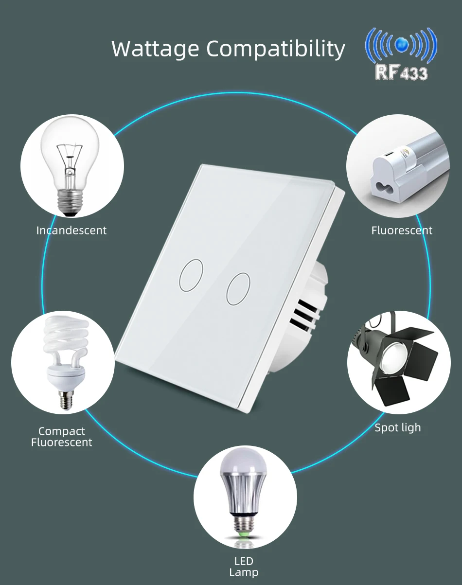 Стандарт ЕС сенсорный выключатель дистанционного управления настенный с RF433