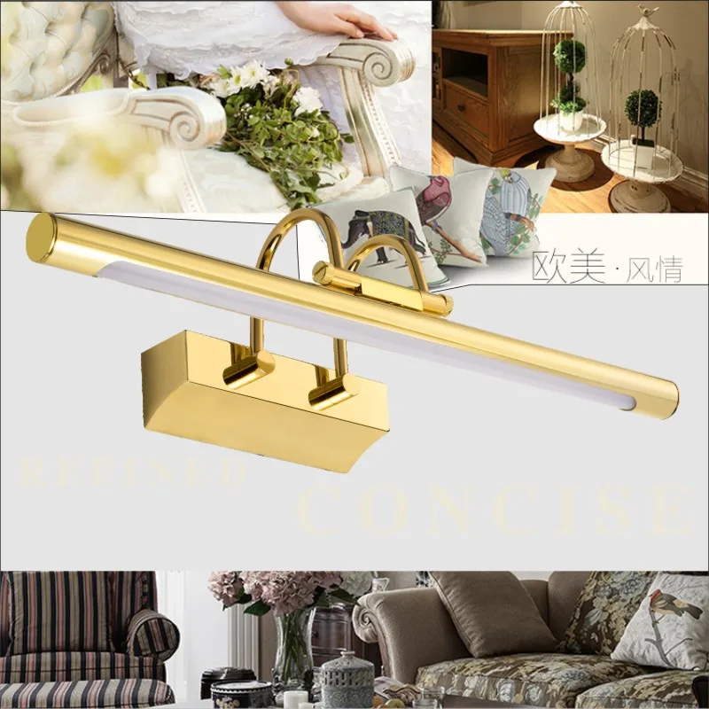 Золото настенное зеркало лампы спереди светильник светодиодный Анти туман