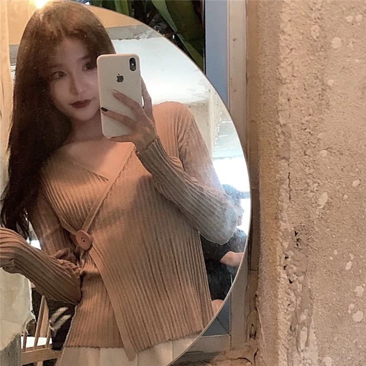 

Fashion Brand V-neck New Autumn Style Clothes Women Sweater Korean Slim Casual Ladies Tops Knitted Pullovers Moda Feminina