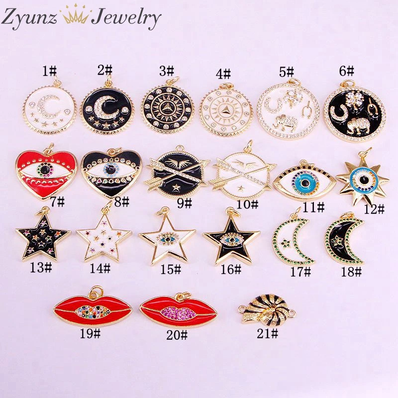 20 шт. Модные Разноцветные Подвески с кубическим микро паве и эмалью в виде