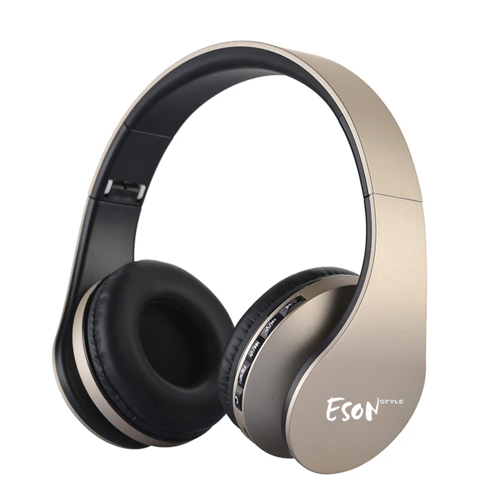 Eson стиль Bluetooth накладные стерео аудио Музыка складные наушники с мягким ухом встроенный микрофон и проводные Hedphones - Цвет: Gold