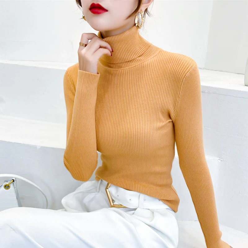 

Turtleneck Sweater Women Autumn and Winter 2021 New All-match Slim Long-sleeve Sweater Tight-fitting Inner Top