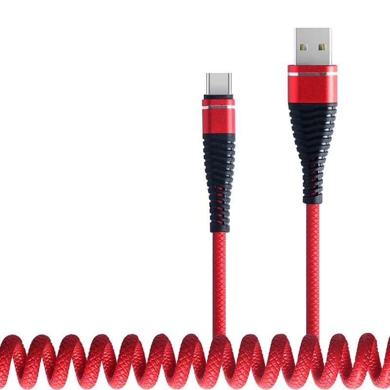 2.4A USB кабель для быстрой зарядки 1 2 м пружинный передачи данных Тип C микро