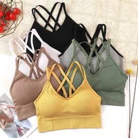women bras for fitness one size cross back yoga wear active gym tops padded underwear solid sports bra vest workout running top
