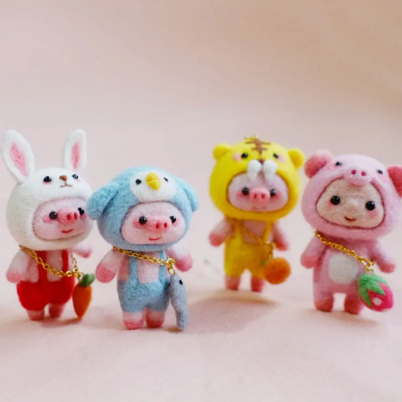 

Jiwuo Wool Felt Poke DIY Handmade Material Package Creative Cute Pig Doll Toy Animal Non-Finished Felting Woll Tools Hot Sale