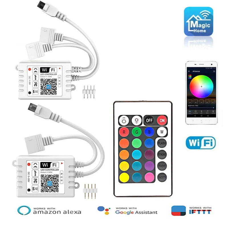 

Светодиодная лента Magic Home RGB 5050, пульт ДУ с поддержкой Bluetooth, Wi-Fi, 5 в пост. Тока, 12 В, 24 в пост. Тока