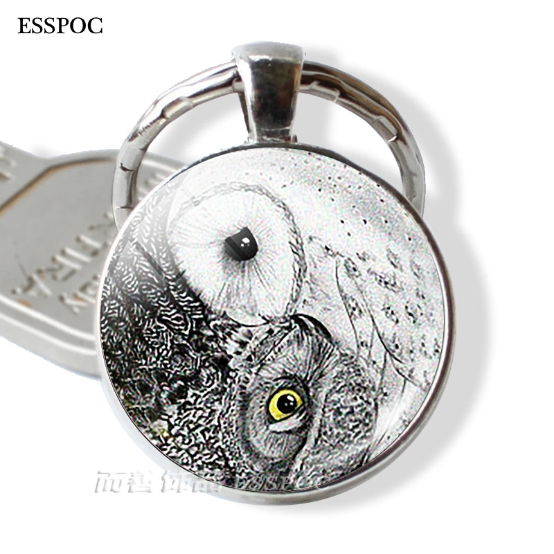 

Yin Yang Owl Pendant Keychain Yin Yang Key Chain Rings Zen Spiritual Yoga Jewelry