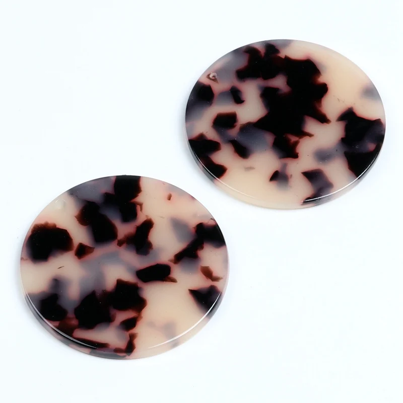 A08-233N-6PCS Черепаховые бусины, ацетатные акриловые серьги амулеты, круглые кулоны в форме монет, ювелирные изделия, серьги части, 37 мм ACE233 - Окраска металла: A08-233N-6PCS