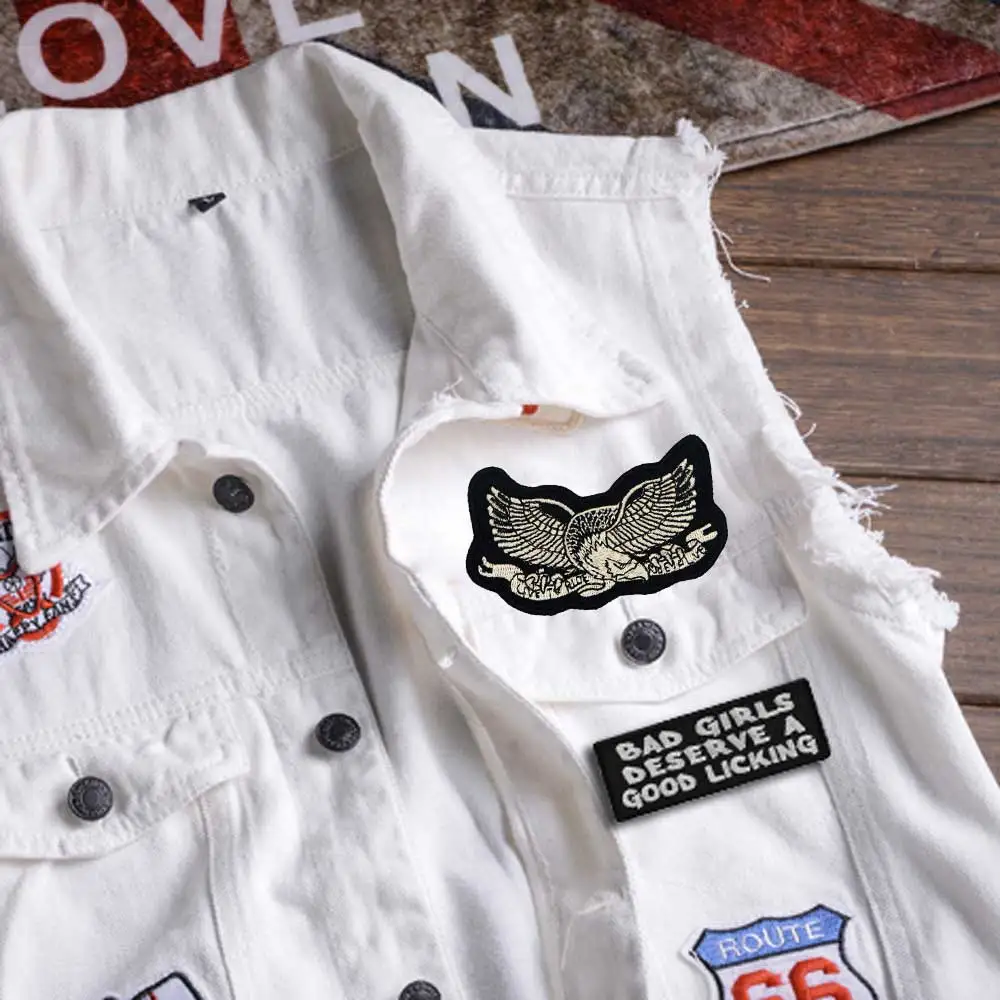 LIVE ездить нашивка с изображением орла вышитая аппликация этикетка для шитья панк