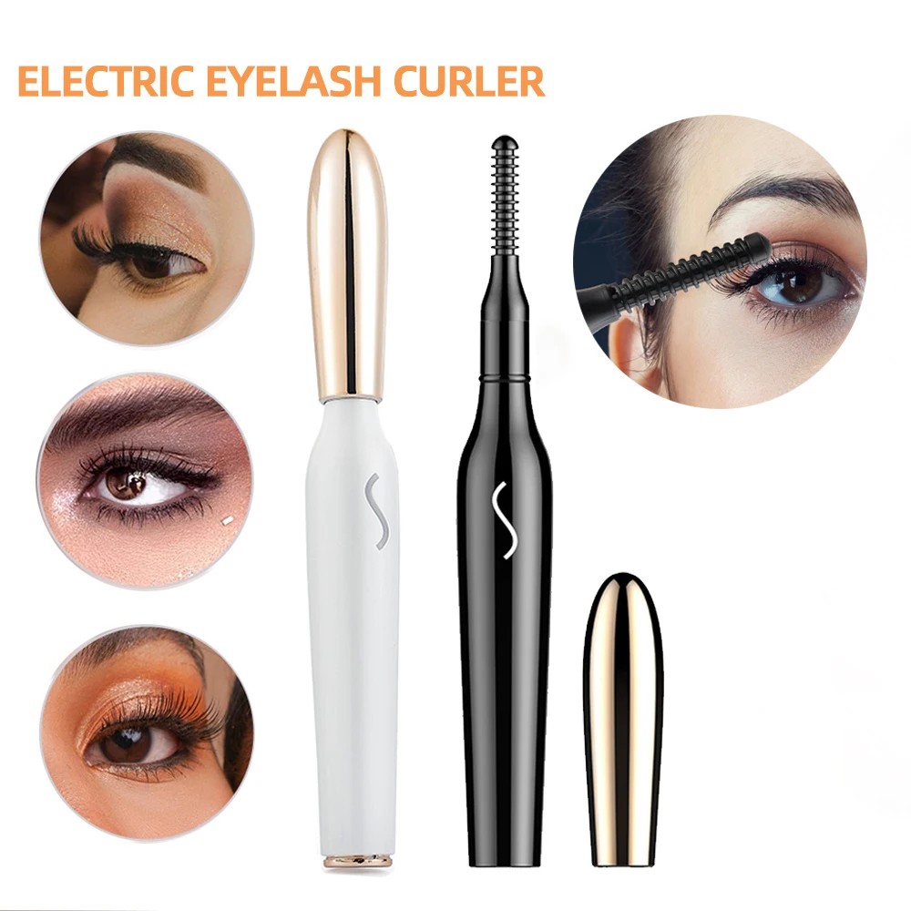 

USB Rechargeable Heated Eyelash Curler Long Lasting Eyelashes Curler Fast Heating Natural Curling Eyelash Comb Pen Makeup Tool