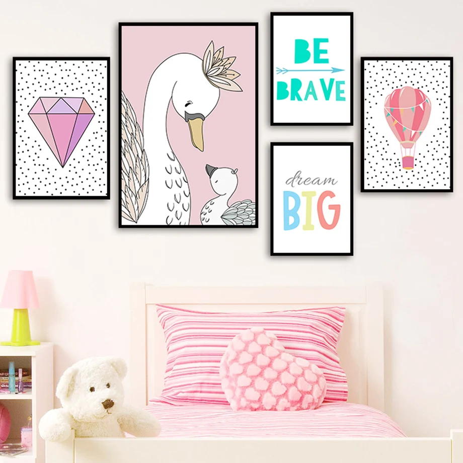 Лебедь со стразами на воздушном шаре стрелка мечта художественная стена с