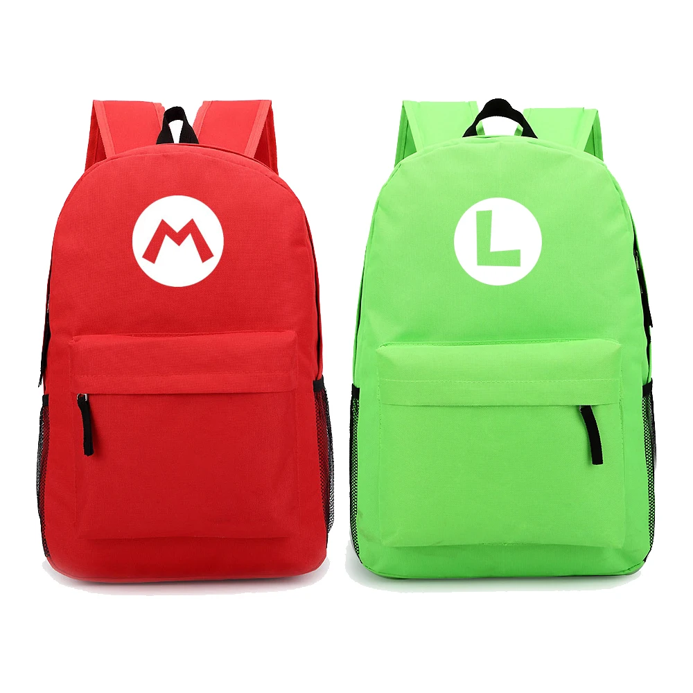 

lovely red game cartoon backpack Mario. Luigi words M L words printing backpack student mini Pupil backpack