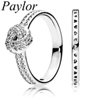 Paylor 925 пробы серебро Циркон узел поворот кольца для женщин ювелирные изделия из розового золота Свадебная вечеринка для девочек кольцо