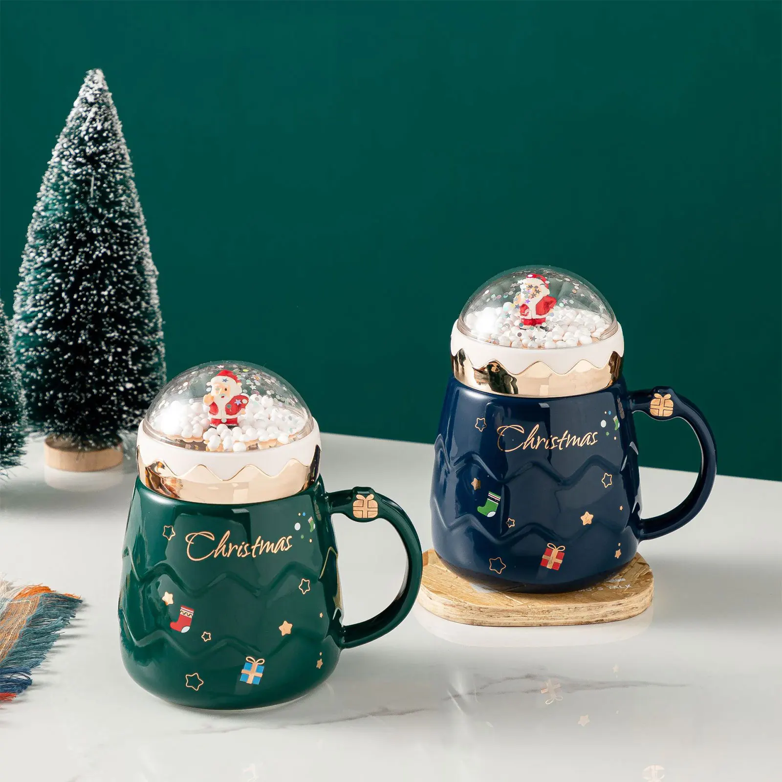 

Christmas Mugs Ceramic with Lid Santa Claus Shape Festive Atmosphere Novelty Mug Accessory