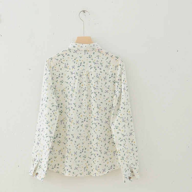 

Lamtrip Rustic Flowers Print Long Sleeve Cotton Yarn Shirt Blouse 2021 New Spring Top