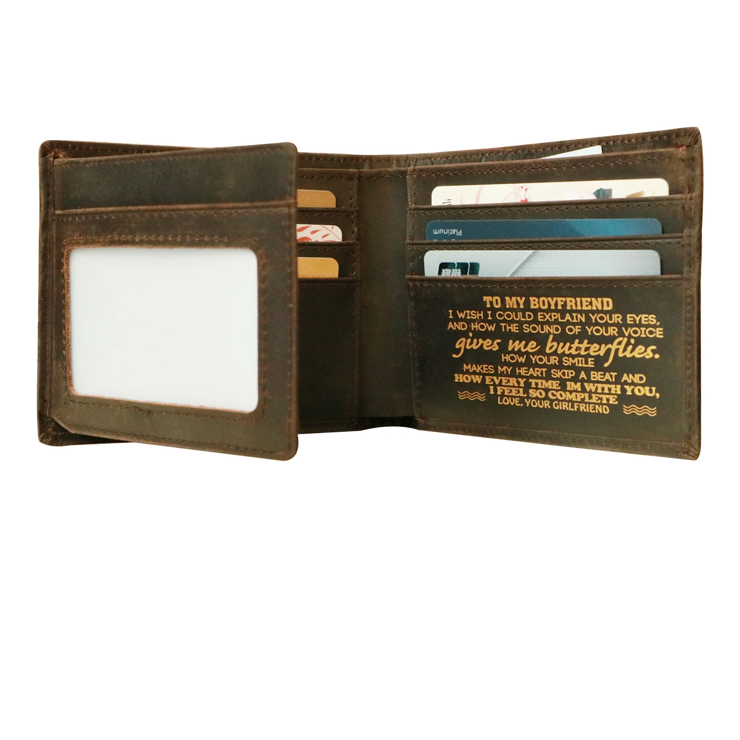 

Wallets for Boyfriend,Customized Leather Tri-flod Wallets for men,RFID Blocking Men's Leather Gifts.