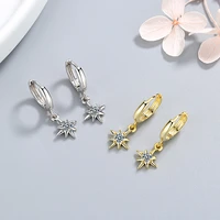 new fashion simple shiny hoop earrings small huggies with flash sunflower zirconia stone goldenwhite earring piercing jewelry