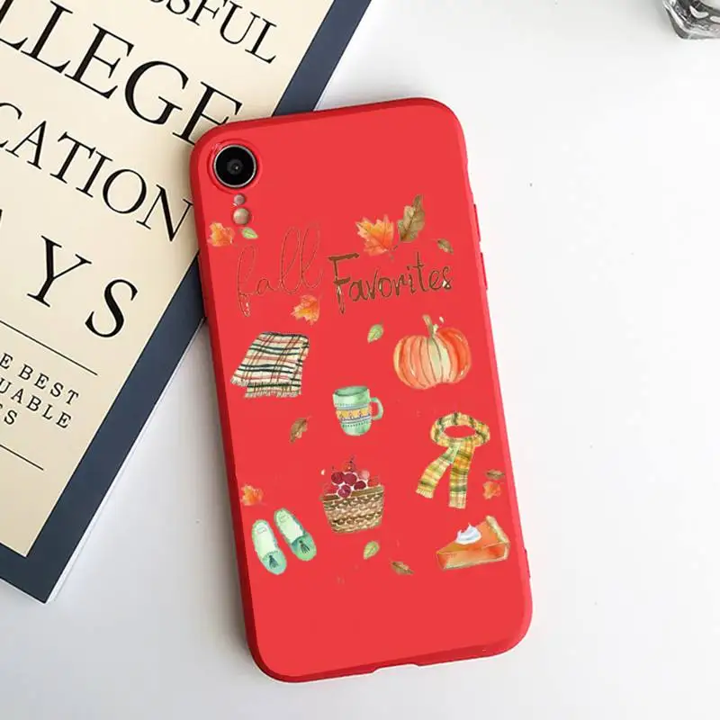 

Pumpkin happy autumn fall leaves Phone Case Candy Color for iPhone 6 7 8 11 12 s mini pro X XS XR MAX Plus