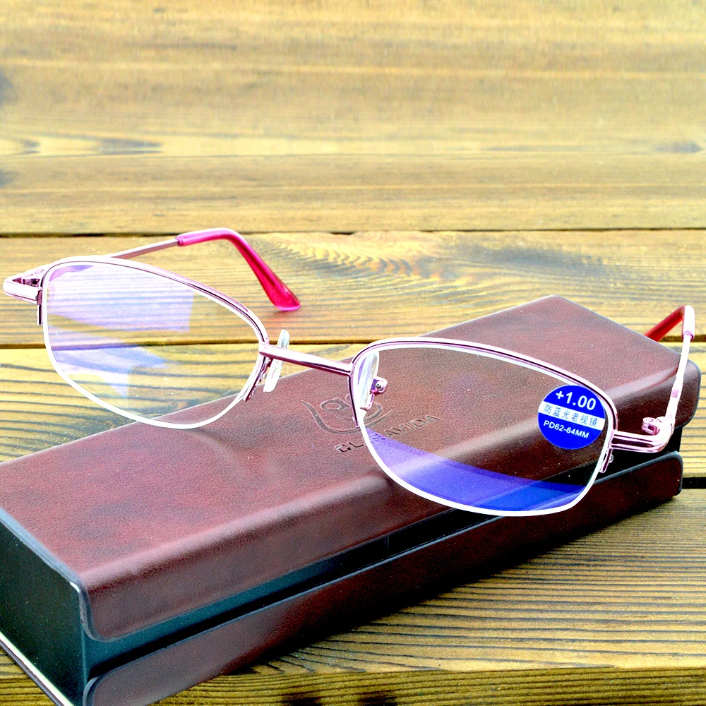 

Titanium Alloy Pink Half-rim Frame 12-layer Coating Women Simplicity Reading Glasses +0.75 +1 +1.25 +1.5 +1.75 +2 +2.5 To +4