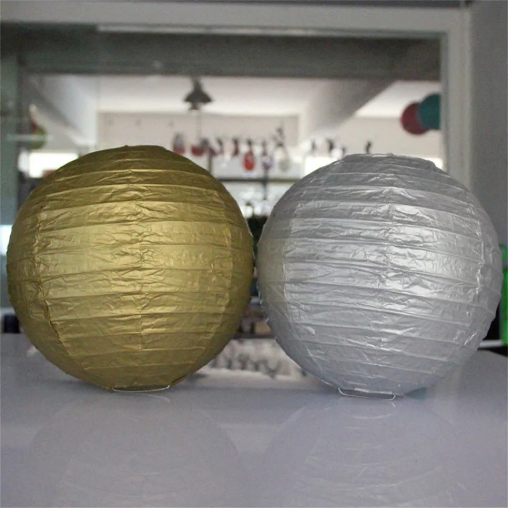 

20cm Gold Silver China Paper Lantern Festival Supplies Birthday Wedding Party Decor Gift Craft Diy Lampion Lantern