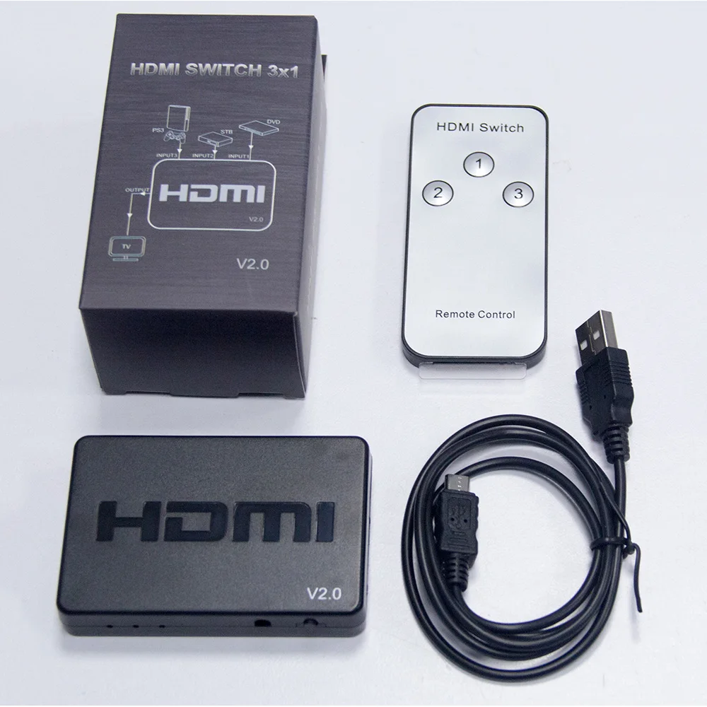 HDMI 2 0 переключатель 3x1 4K Коммутатор 3 в 1 выход 4 K/60 HZ 1080P для HD плееров DVD ноутбук PC