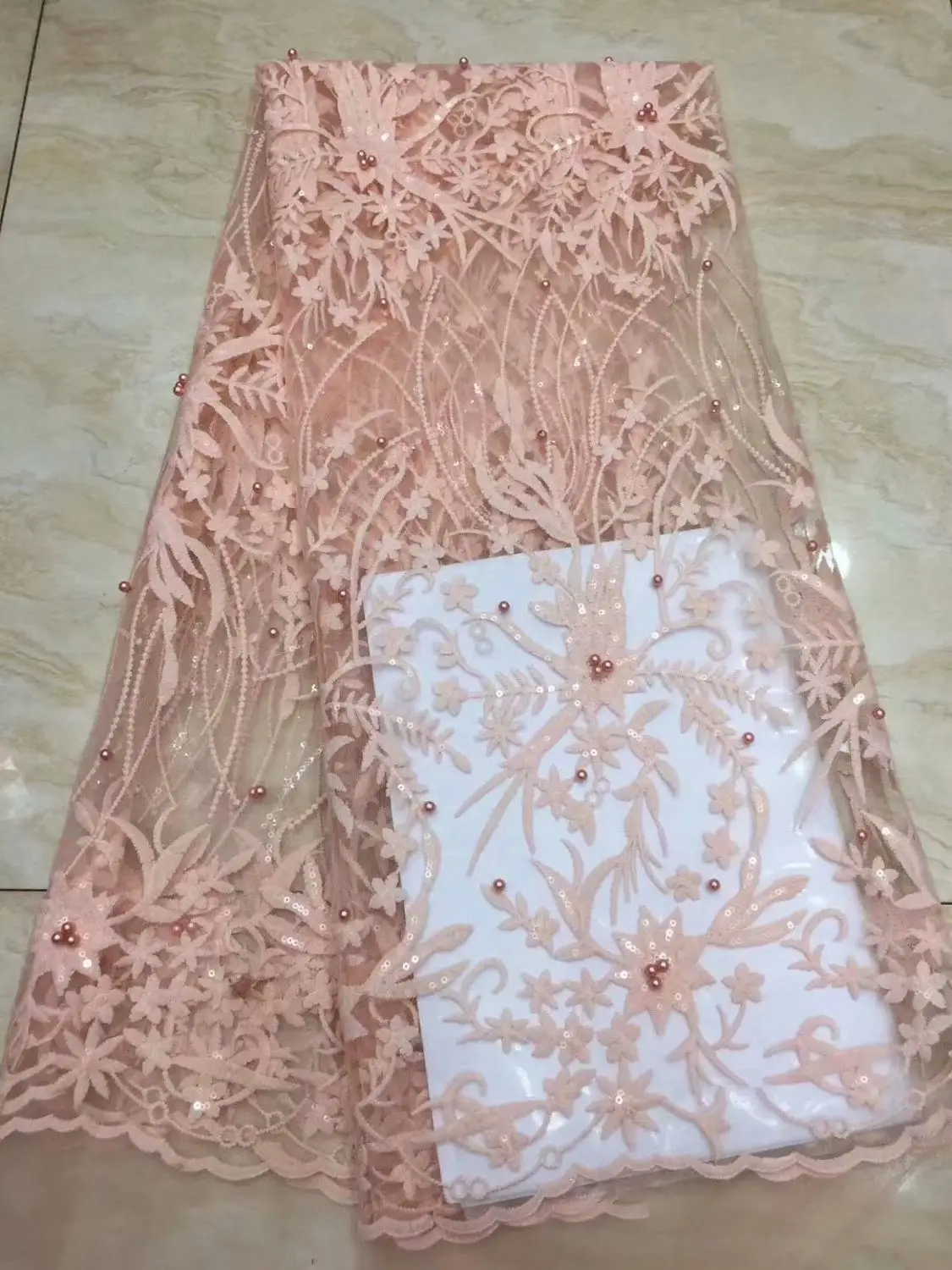 Высококачественная чистая Розовая вышивка из бисера и блесток французская