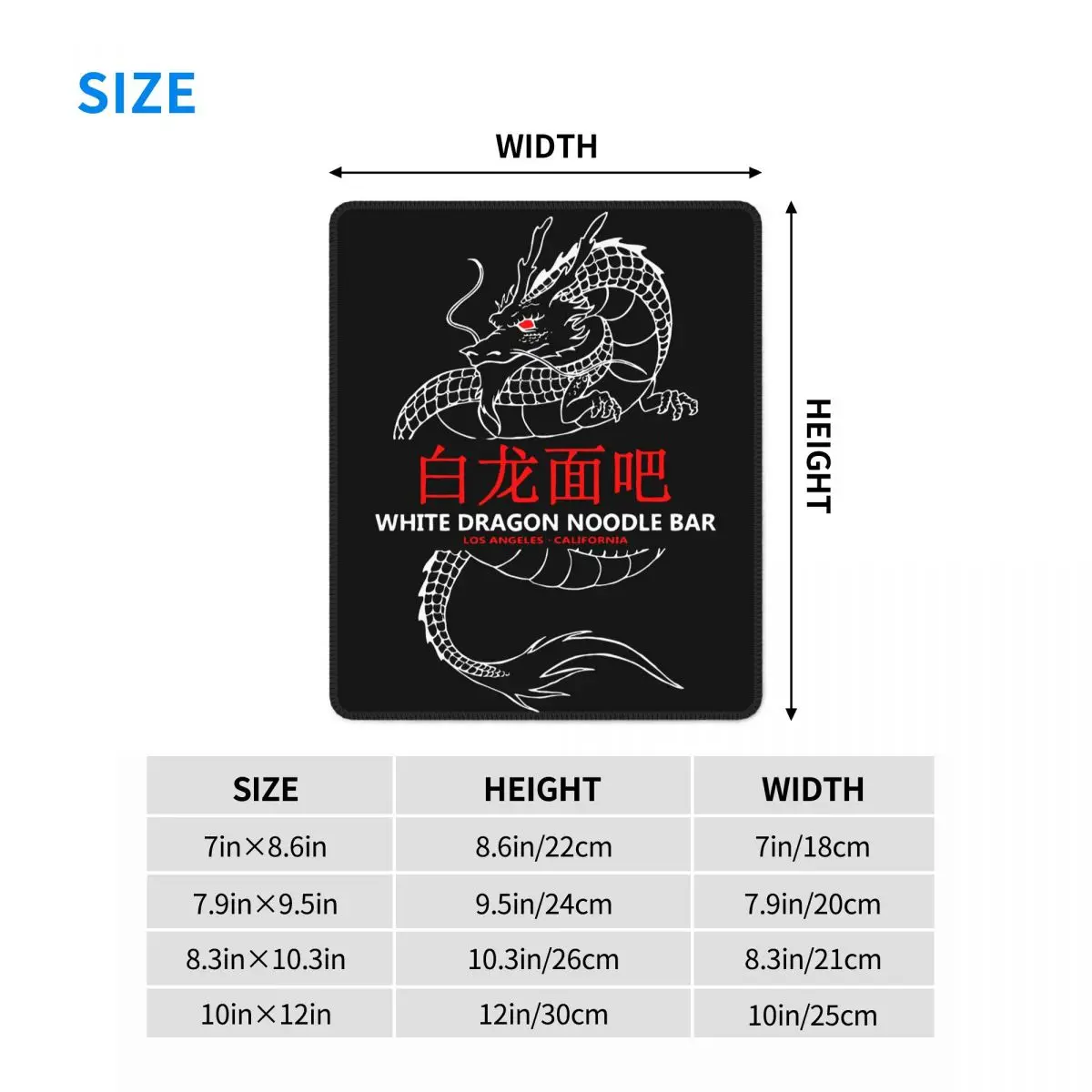 Белый коврик для мыши с изображением дракона и лапши забавный закругленными