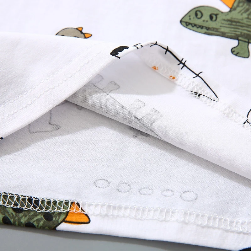 Baby Boy Clothes Summer Boys Casual Short Sleeve Dinosaur Print T-shirt Tops+Letters Shorts Costume Sets |