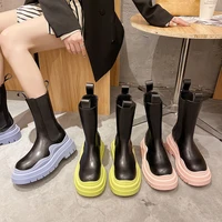 2021 new avocado green vcruan platform ankle boots womens martens boots big head chelsea boots
