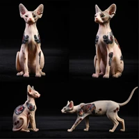 jxk 16 scale tattoo canadian hairless cat pet sphynx healing figure felidae animal collector toy resin desktop decoration gift
