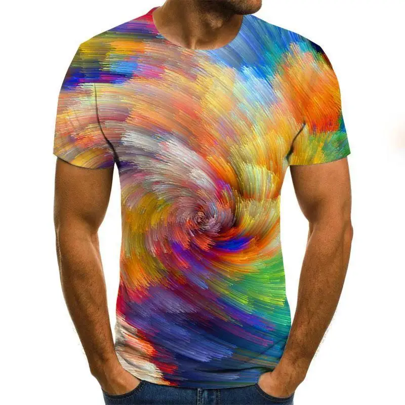 

3d T-Shirt Men 'S Irregular Pattern Printed Short Sleeve Summer Casual Round Neck T -Shirt Fun Shape Pattern Street Clothing