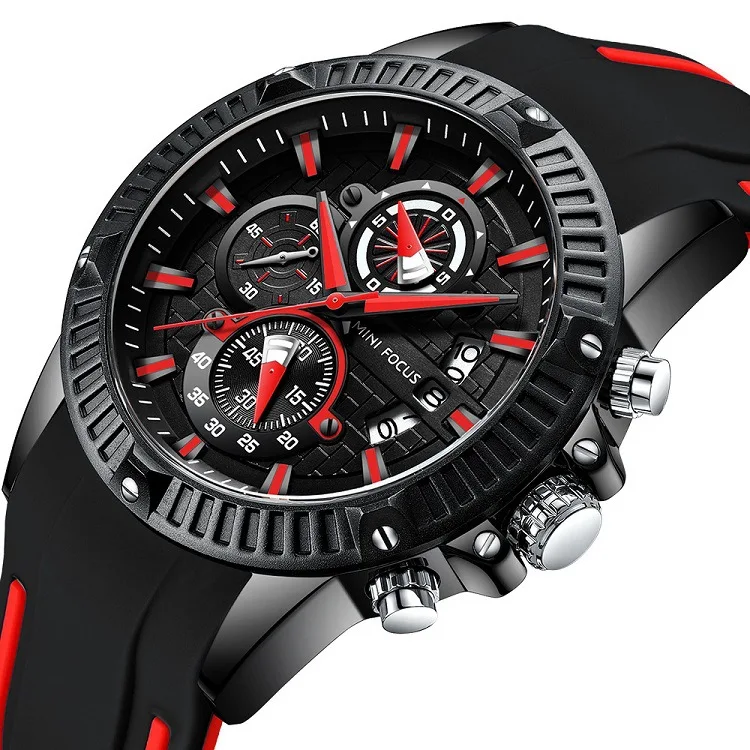 

MINI FOCUS MF0244G business men's watch three-eye timing sports fashion quartz watch