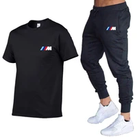 bmw m men sportswear set t shirt pants casual two piece tracksuit gym brand clothing new 2021