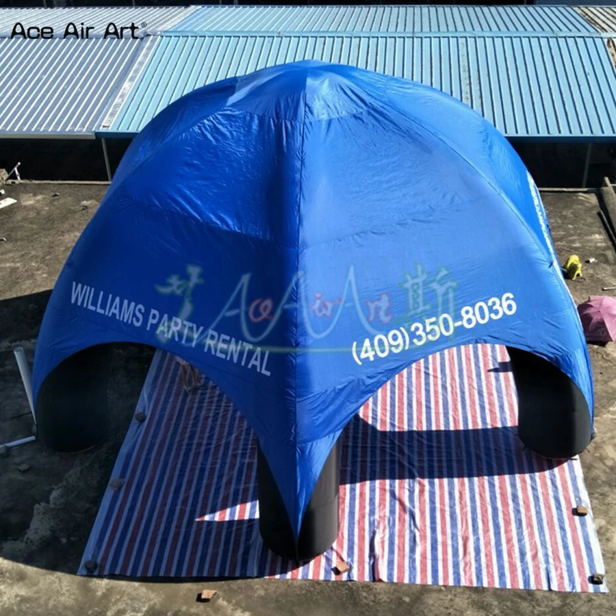 Надувная палатка-паук надувная палатка с синими ножками черного цвета диаметр 8 м