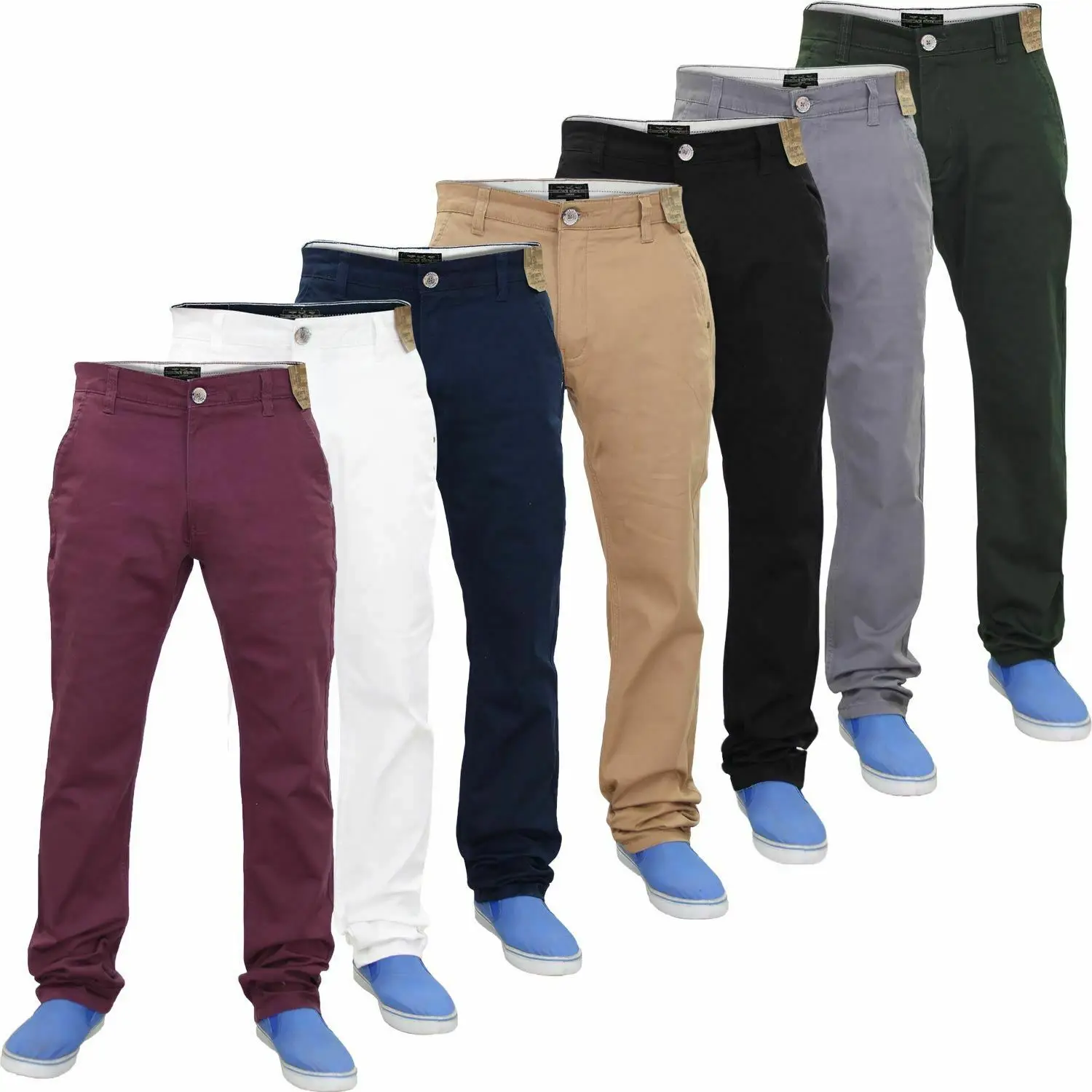 

Mens Chino Jeans Regular Fit Stretch Cotton Straigt Leg Pants Trouser Waist32-40