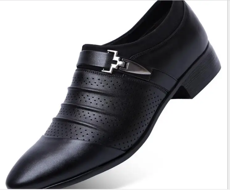 

Мужские деловые туфли, оксфорды, кожаные, дышащие, без застежки, повседневные, свадебные, строгие, для офиса, черные, 2019