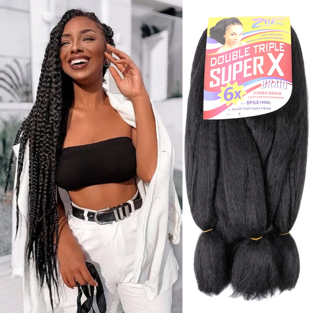 

Jumbo Braiding Hair 400g 24 Inch Pre Stretched For Afro Ombre Extensions Braids Bug Color Wholesale Synthetic Fake Hair