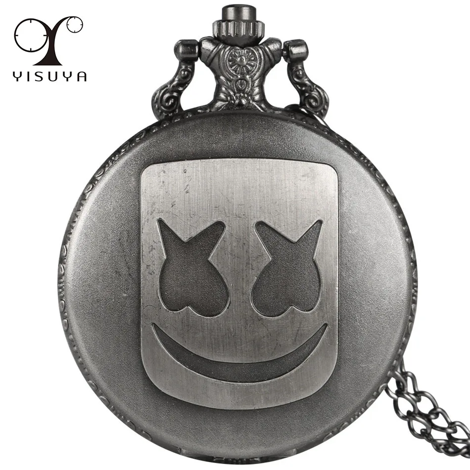 Милые кварцевые карманные часы с рисунком маски зефира полностью охотничьи в