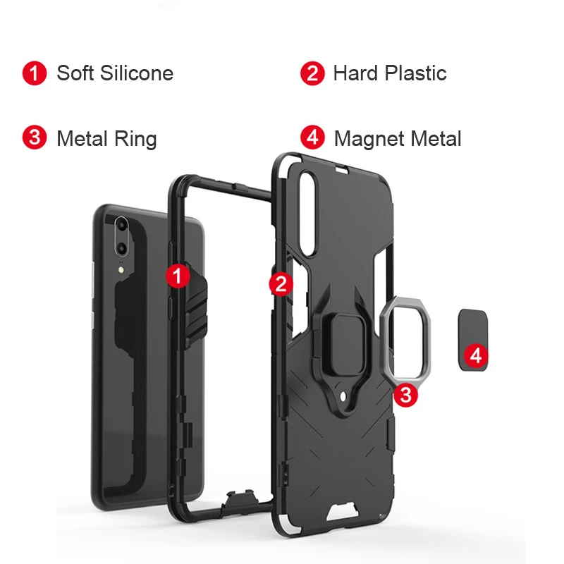 Защитный чехол с кольцом на палец для Xiaomi Mi Max 3 2 противоударный металлический