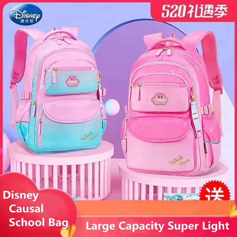 Disney «Минни Маус»; Повседневная школьная сумка для девочек большой Ёмкость супер светильник водонепроницаемые начальной школы сумки на пле...