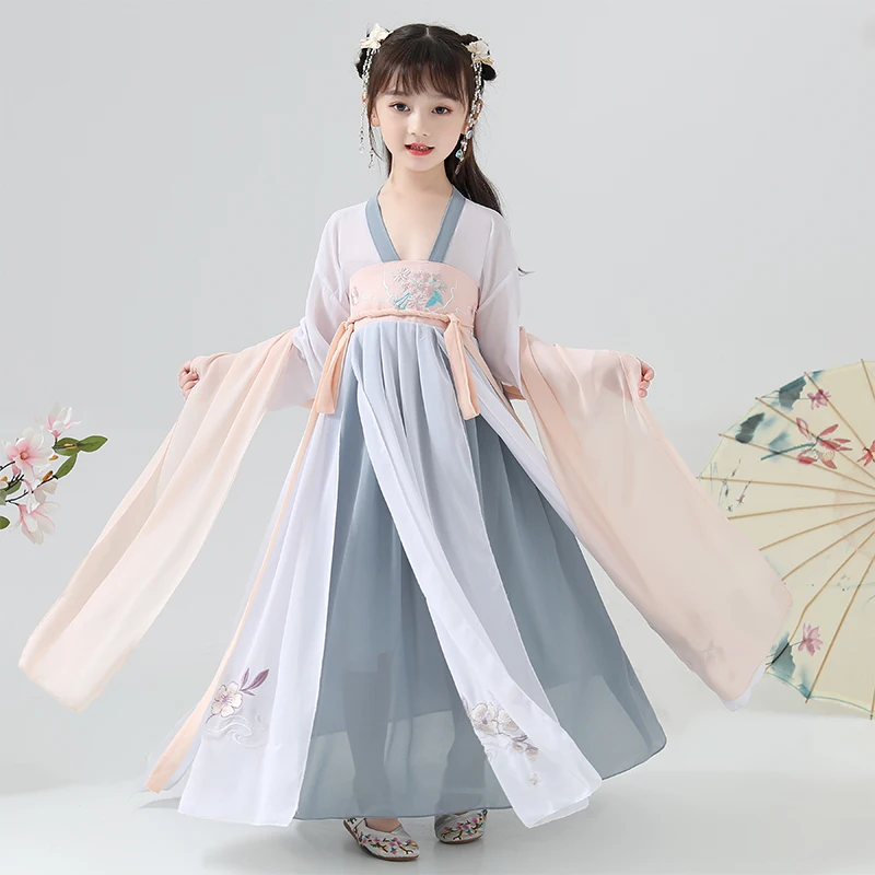 Платье феи Hanfu для девочек традиционная китайская Классическая танцевальная