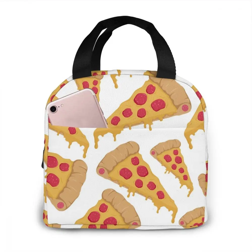 

Slice Pizza Cooler Bag Portable Zipper Thermal Lunch Bag Convenient Lunch Box Tote Food Bag