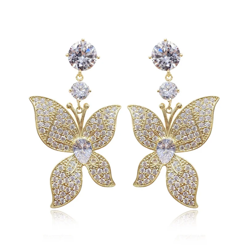 

Butterfly Shape Zircon Drop Earrings Women Personalized Gorgeous Elegant Stud Earrings For Female Exquisite Fine Jewelry Gift
