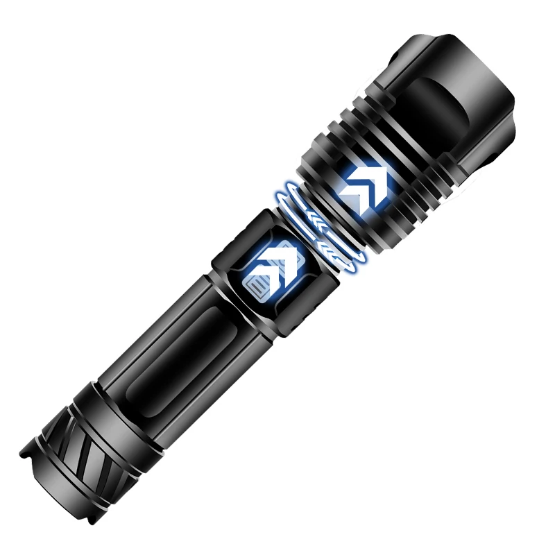 

Portable Flashlight XHP99 Dual Switch 9 Core Wick Flashlight Telescopic Zoom Torch Tactical Light USB Charging Waterproof Lights