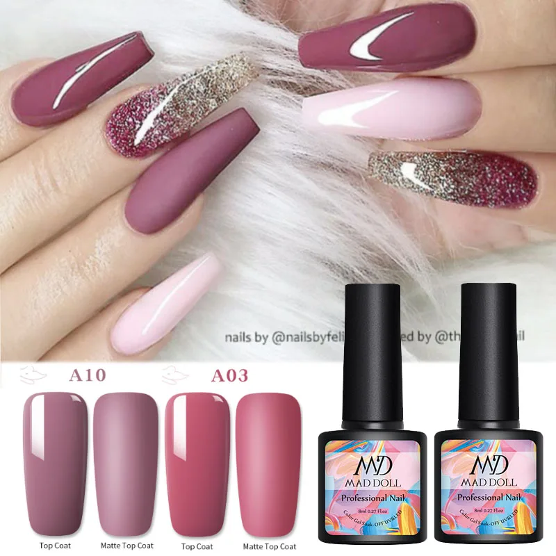 MAD DOLL 8 мл Гель-лак для ногтей матовые цвета стойкий впитывающий цветной лак