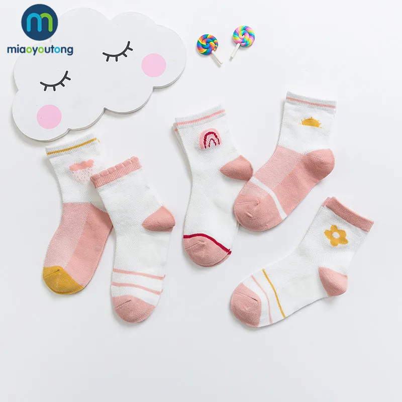 

5 Pairs/lot Soft Mesh Thin Breathable Cotton Spring Summer Kids Socks Children Baby Girls Socks Skarpetki Infant Miaoyoutong